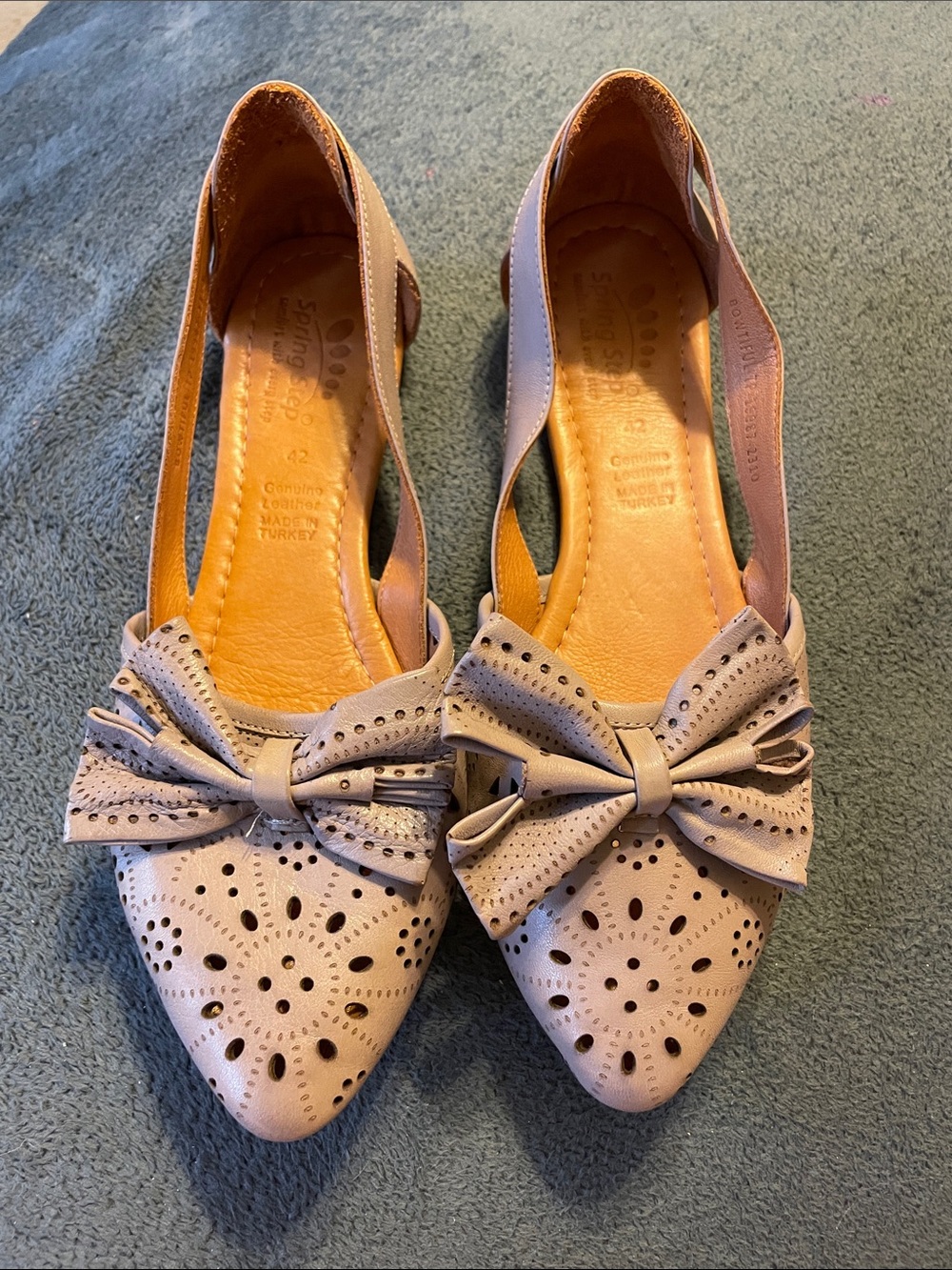 Spring Step Taupe Bowtiful Flats with Bow Detail